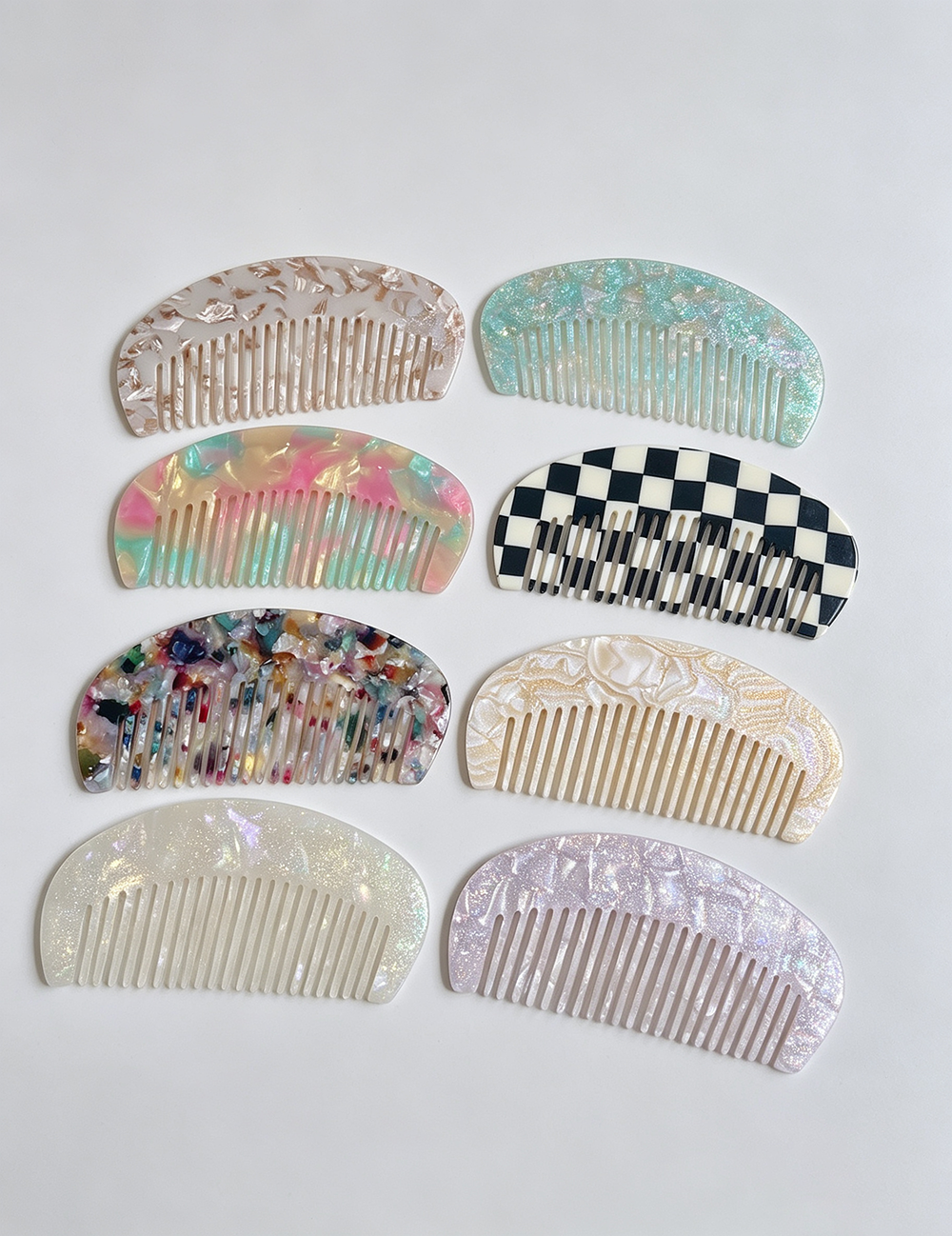 Checkered Half-Moon Combs - DippedShop Wholesale - #4835