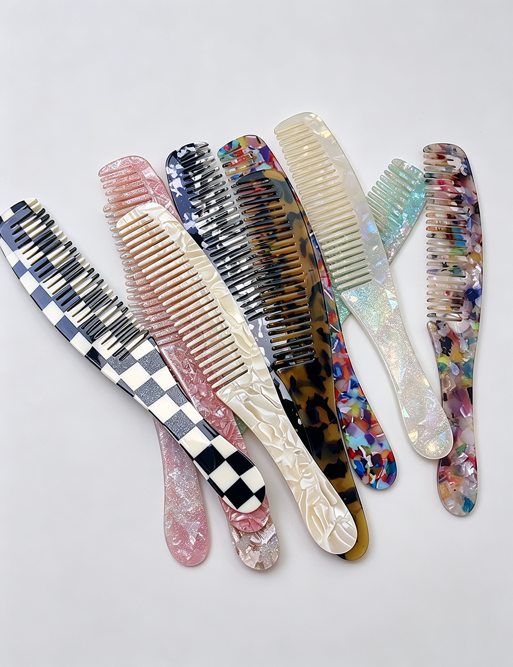 Checkerboard Acetate Anti-Static Hair Combs - DippedShop Wholesale - #1939