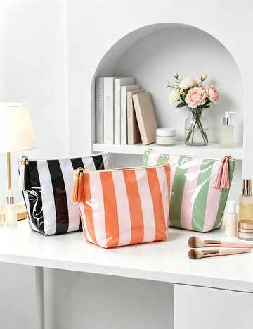 Stylish Striped Large Capacity Portable Cosmetic Bag MK2BLW6C5CO08