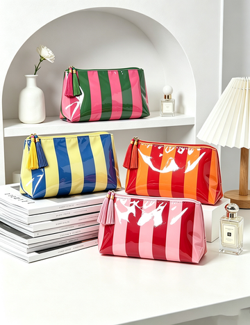 Chic Striped Large Capacity Waterproof Cosmetic Bag MK2BLW6C5CO14