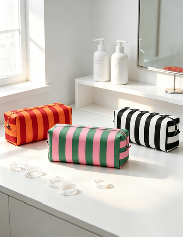 Minimalist Color Block Striped Portable Cosmetic Bag MK2BLW6C5CO17