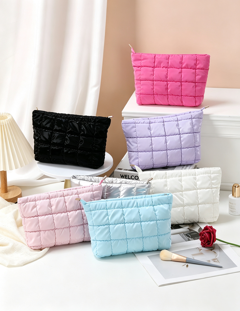 Diamond Quilted Cosmetic Bag - DippedShop Wholesale - #7235