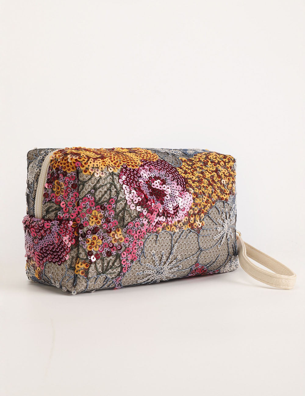 Sequin Embroidery Flower Makeup Bag - DippedShop Wholesale - #3411
