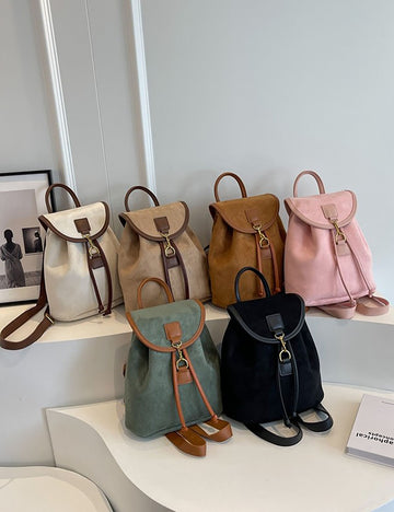 Solid Color Large Capacity Flap Backpack 6S10BBG1436