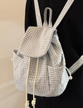 Stylish Plaid Pattern Flap Drawstring Backpacks 6S10BBG1439