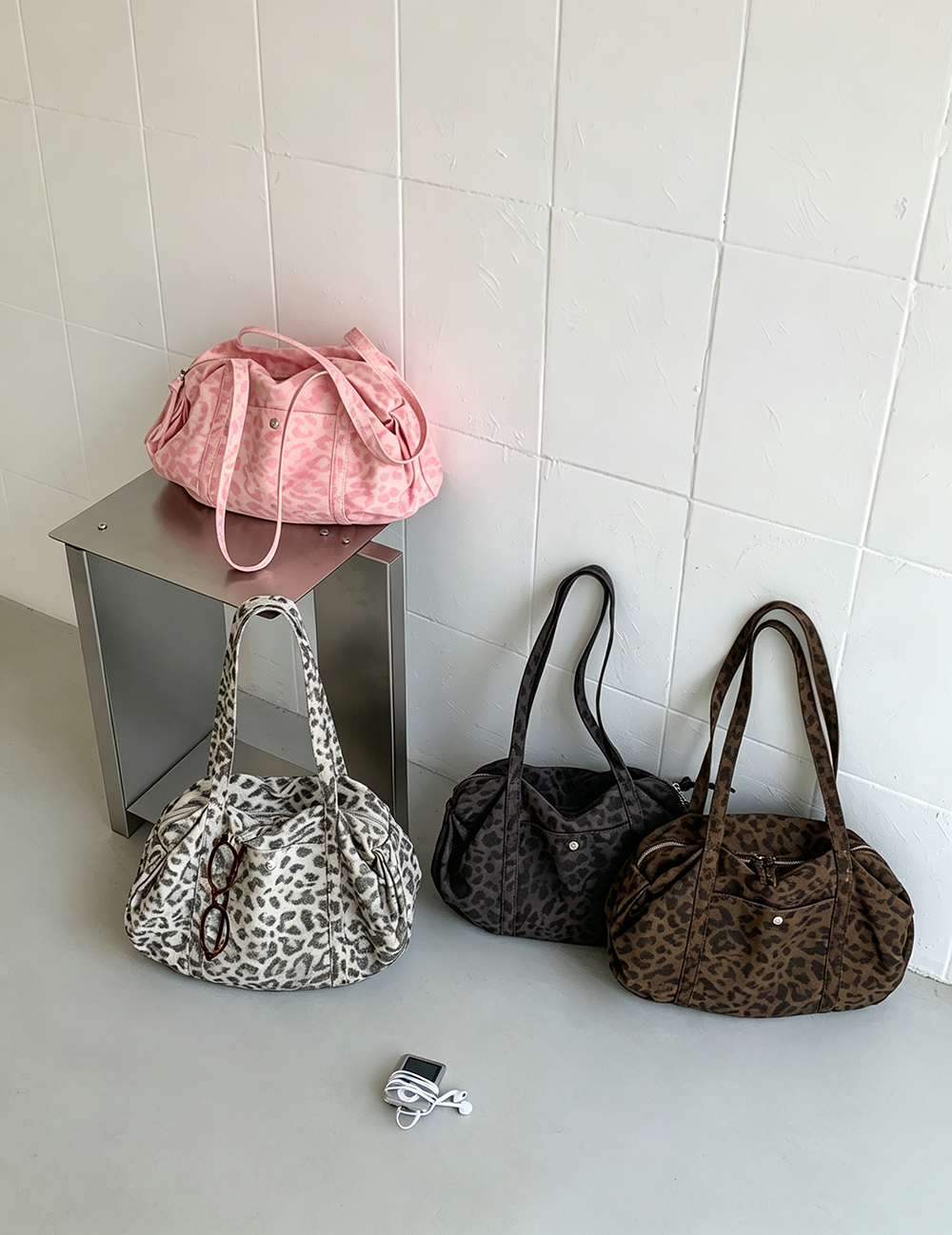 Vintage Leopard Print Large Capacity Shoulder Bag 6W10BBG1361