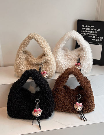 (No Bag Charm)Minimalist Faux Shearling Shoulder Bags 6W10BBG1880