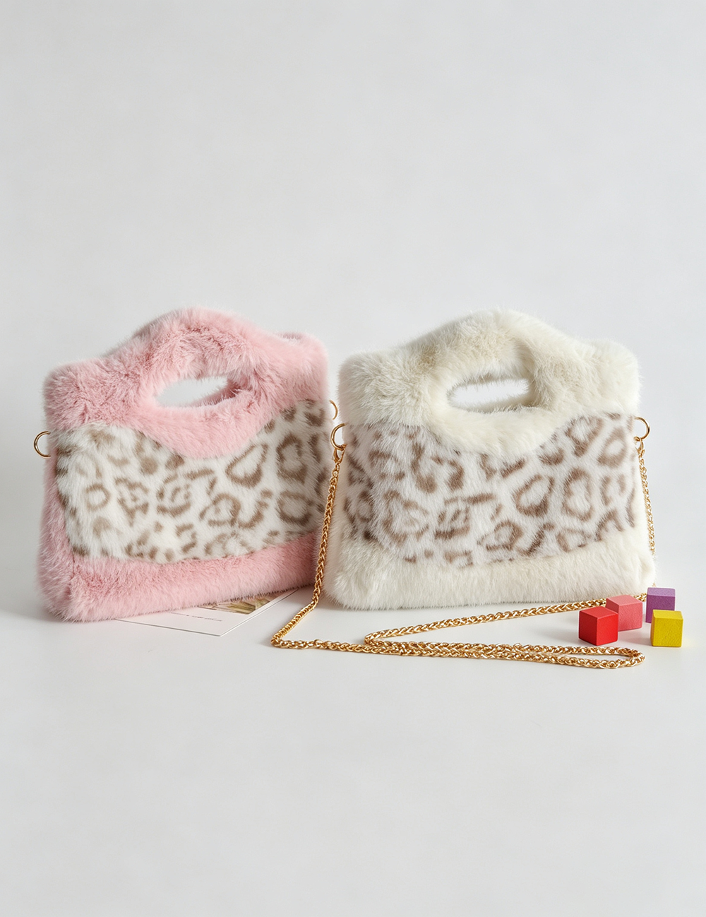 Color Block Leopard Faux Fur Tote Bag 6W10BBG1884