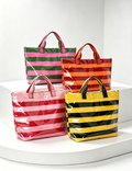 Simple Color Block Striped Large Capacity Tote Bag MK2BLW6W10BBG552