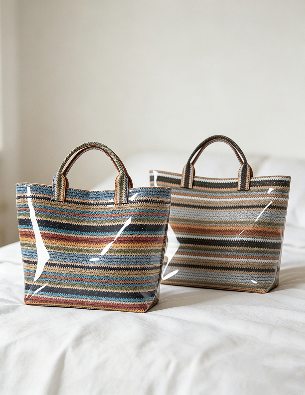 Vintage Straw Woven Waterproof PVC Tote Bag MK2BLW6W10BBG553