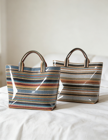 Vintage Straw Woven Waterproof PVC Tote Bag MK2BLW6W10BBG553