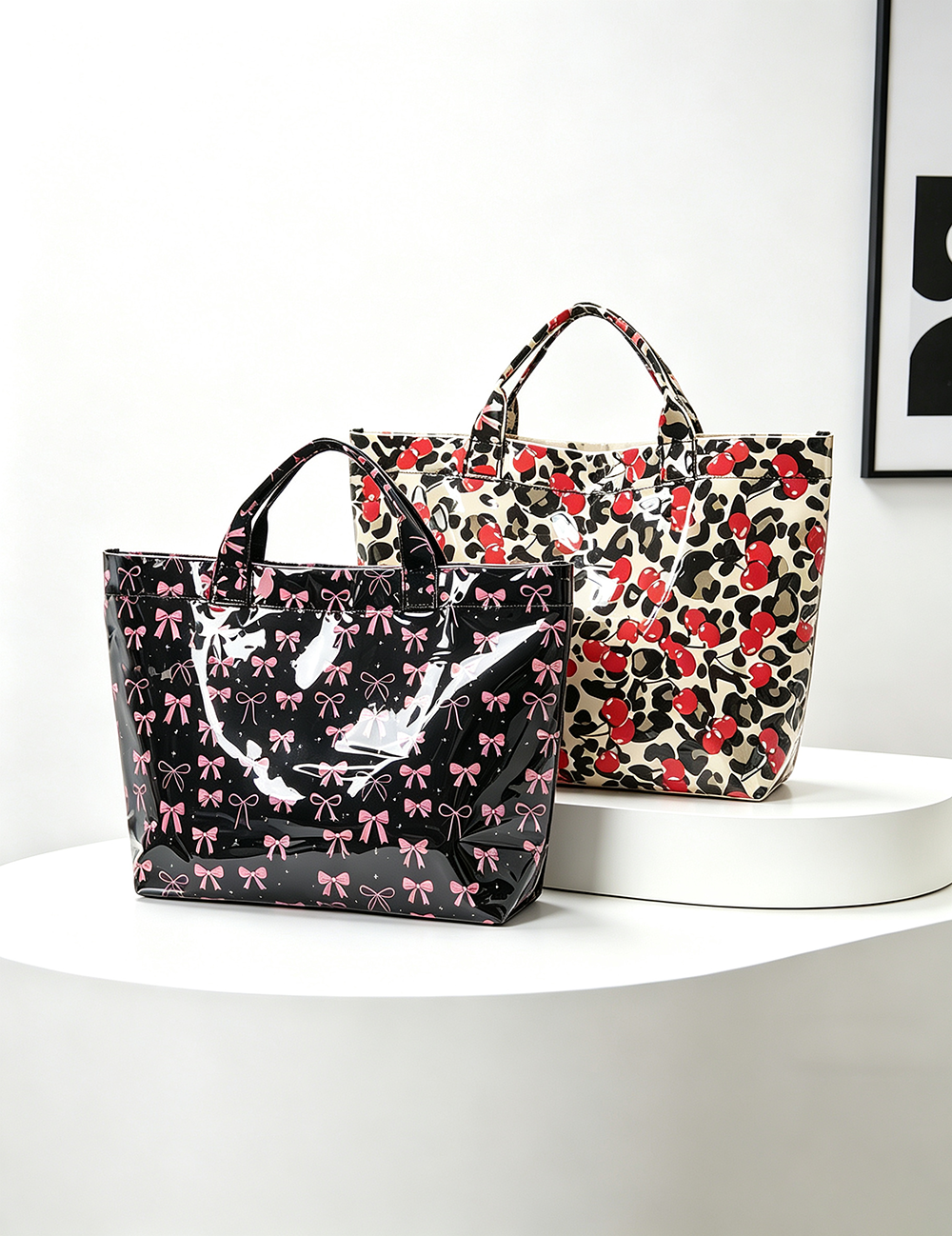 Sweet Bowknot Print Large Capacity Tote Bag MK2BLW6W10BBG556