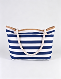Minimalist Striped Large Capacity Canvas Shoulder Bag MK2BLW6W10BBG558