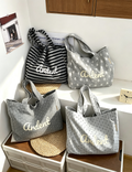 Fresh Polka Dots Letters Print Tote Bag MK2BLW6W10BBG571