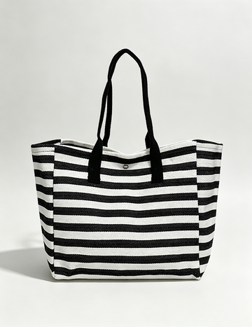 Minimalist Striped Color Block Canvas Shoulder Bag MK2BLW6W10BBG581