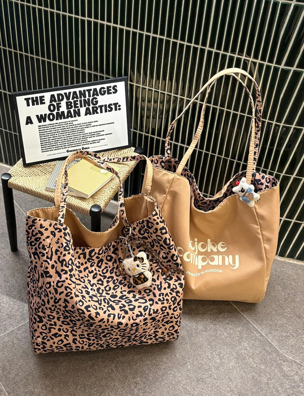 Creative Plaid Letters Print Reversible Tote Bag MK2BLW6W10BBG582