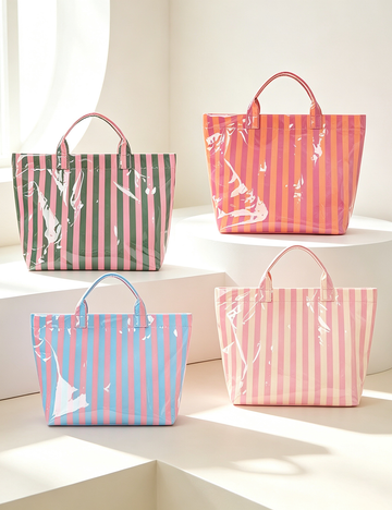 Minimalist Color Block Striped Portable Tote Bag MK2BLW6W10BBG585
