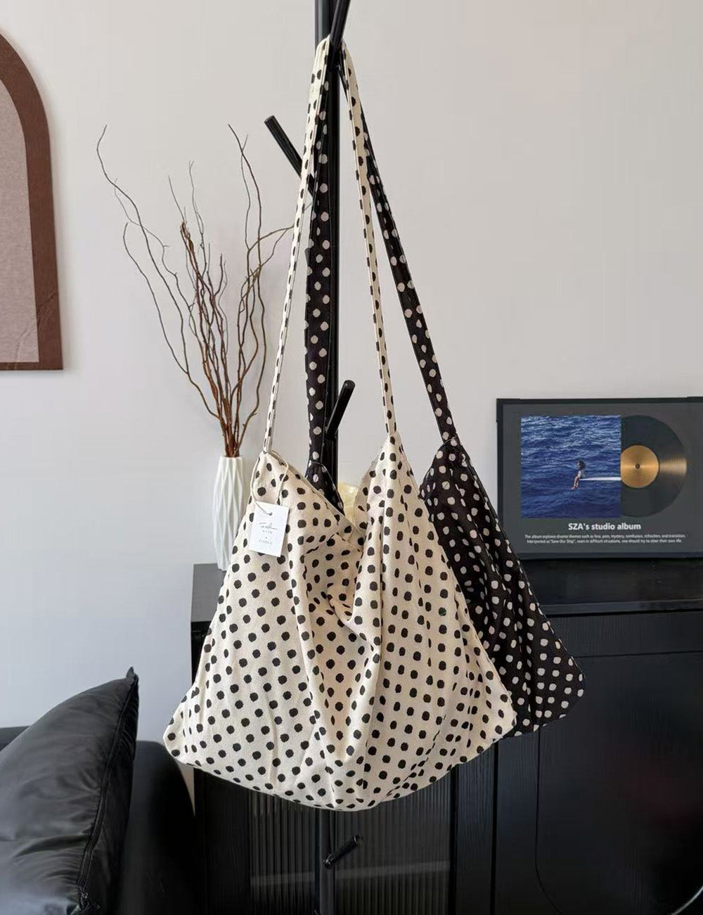 Simple Polka Dots Portable Crossbody Bag MK2BLW6W10BBG587