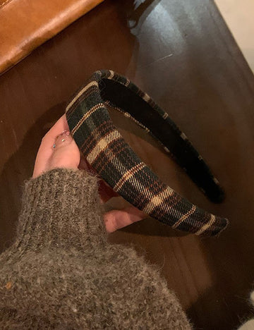 Vintage Green Plaid Wide Headband 6W6HBD278