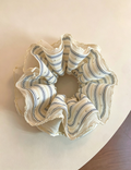 Stripe Rhinestone Double Layer Fabric Hair Scrunchie MK2BLW6W6HSR09