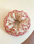 Layered Floral Red Edge Hair Scrunchie MK2BLW6W6HSR10