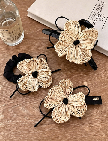 Straw Woven Flower Hair Claw Scrunchie MK2BLW6W6HSR117