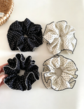 Polka Dot Wide Ruffled Hair Scrunchie MK2BLW6W6HSR12