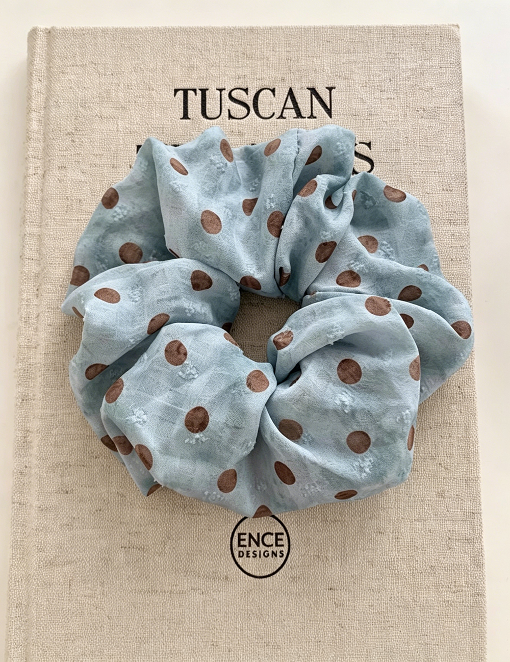Blue Polka Dot Fabric Hair Scrunchie MK2BLW6W6HSR16