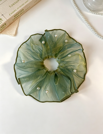 Pearl Embellished Mesh Hair Scrunchie MK2BLW6W6HSR33