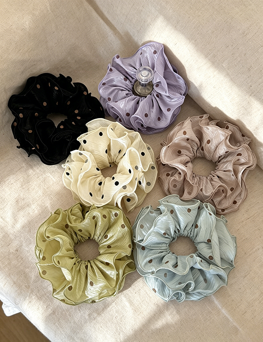 Elegant Satin Polka Dot Hair Scrunchie  MK2BLW6W6HSR36