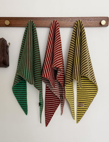 Striped Knit Triangle Scarf - DippedShop Wholesale - #6803
