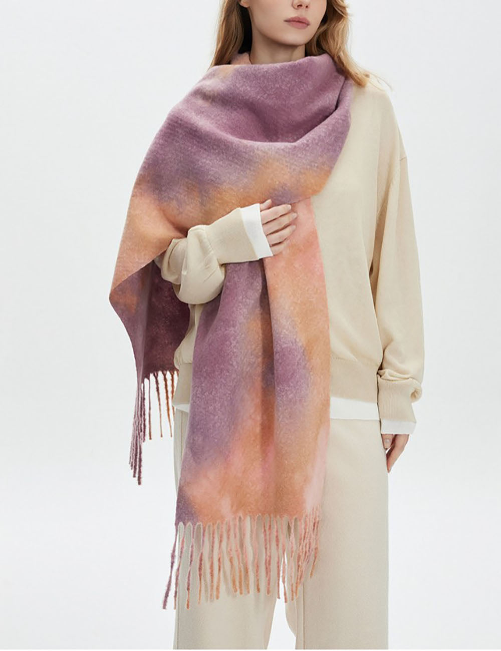 Women's Fringed Scarf - DippedShop Wholesale - #0659