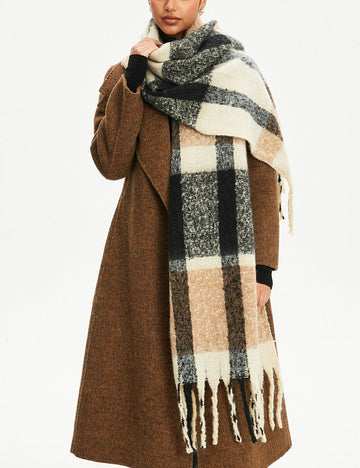 Faux Mohair Plaid Scarf - DippedShop Wholesale - #0243