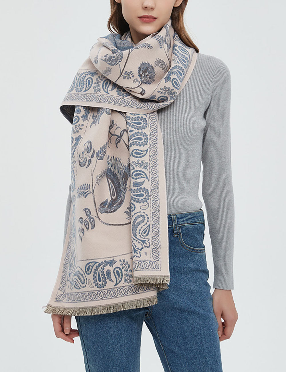 Paisley Jacquard Shawl Scarf - DippedShop Wholesale - #9411
