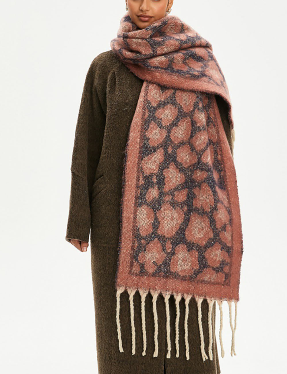 Fringed Leopard Scarf - DippedShop Wholesale - #0819