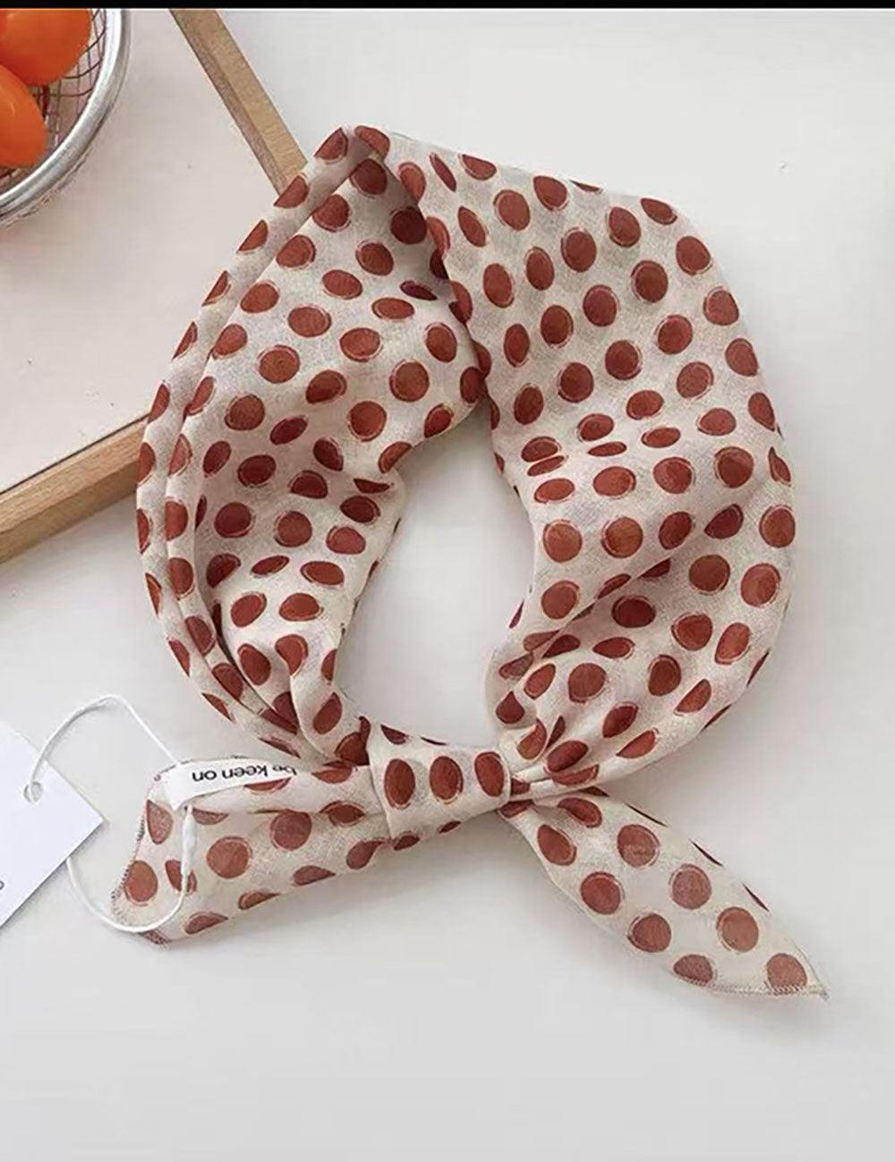 Retro Polka Dots Print Square Silk Scarf MK2BLW6W6NSI34