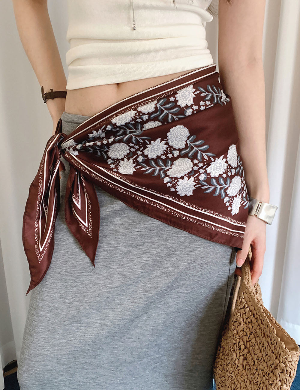Retro Floral Print Waist Belt - DippedShop Wholesale - #7731