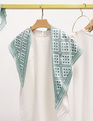 Boho-Style Geometric Print Waist Belt Silk Scarf MK2BLW6W6NSI50