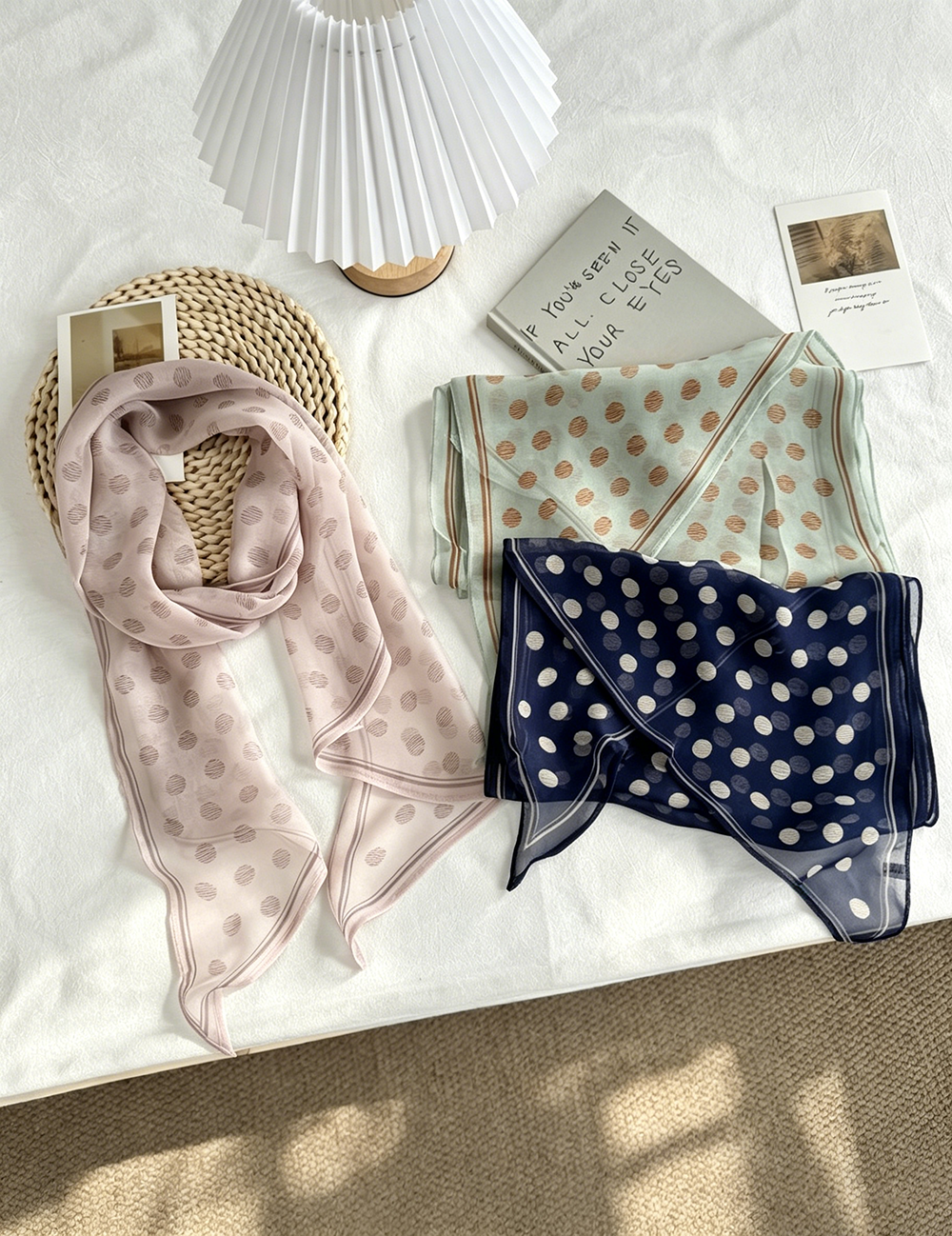 Vintage Polka Dots Triangle Silk Print MK2BLW6W6NSI54
