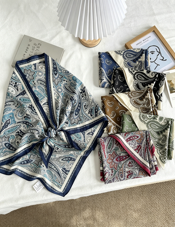 Retro Cashew Print Waist Belt Silk Scarf MK2BLW6W6NSI59