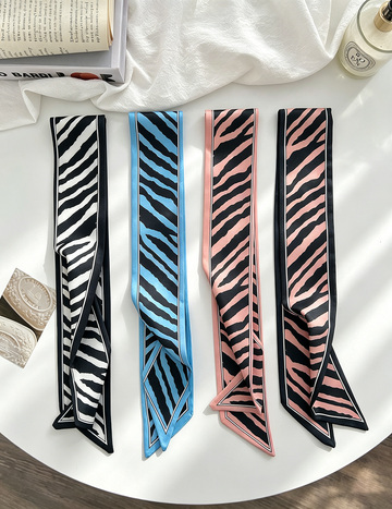 Stylish Zebra Print Narrow Soft Silk Scarf MK2BLW6W6NSI66