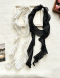 Minimalist Polka Dots Ruffled Edges Silk Scarf MK2BLW6W6NSI68