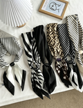 Minimalist Striped Print Magnetic Buckle Silk Scarf MK2BLW6W6NSI76