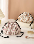 Stylish Peach Print Portable Makeup Bag MK2BW6S10BOB52