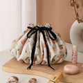 Stylish Peach Print Portable Makeup Bag MK2BW6S10BOB52