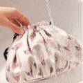 Stylish Peach Print Portable Makeup Bag MK2BW6S10BOB52