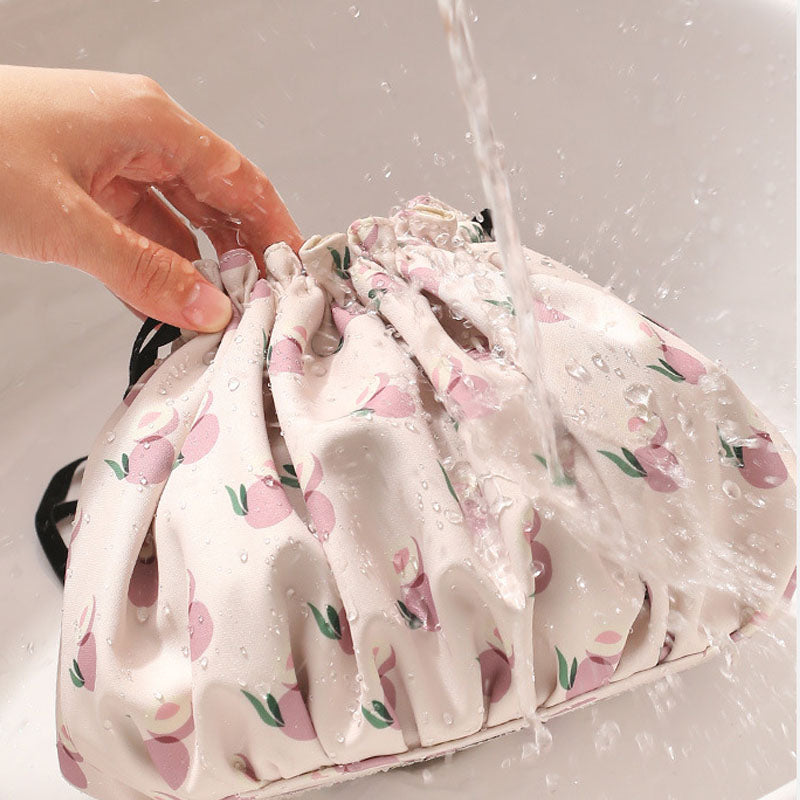 Stylish Peach Print Portable Makeup Bag MK2BW6S10BOB52