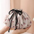 Stylish Peach Print Portable Makeup Bag MK2BW6S10BOB52