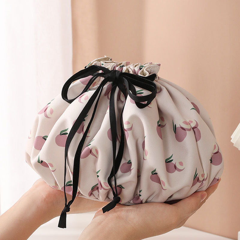 Stylish Peach Print Portable Makeup Bag MK2BW6S10BOB52