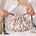 Stylish Peach Print Portable Makeup Bag MK2BW6S10BOB52